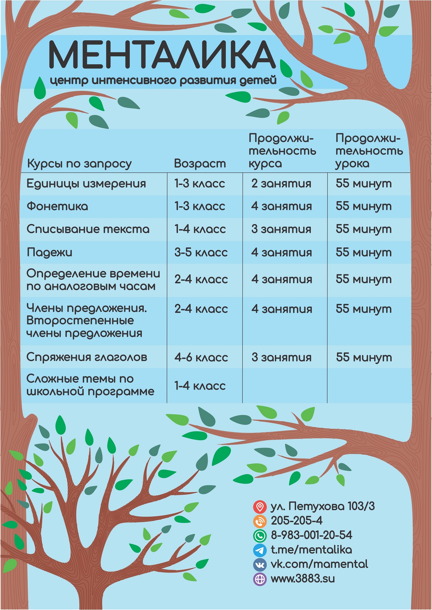 НАШИ ЦЕНЫ — Всестороннее развитие детей с 5 до 14 лет